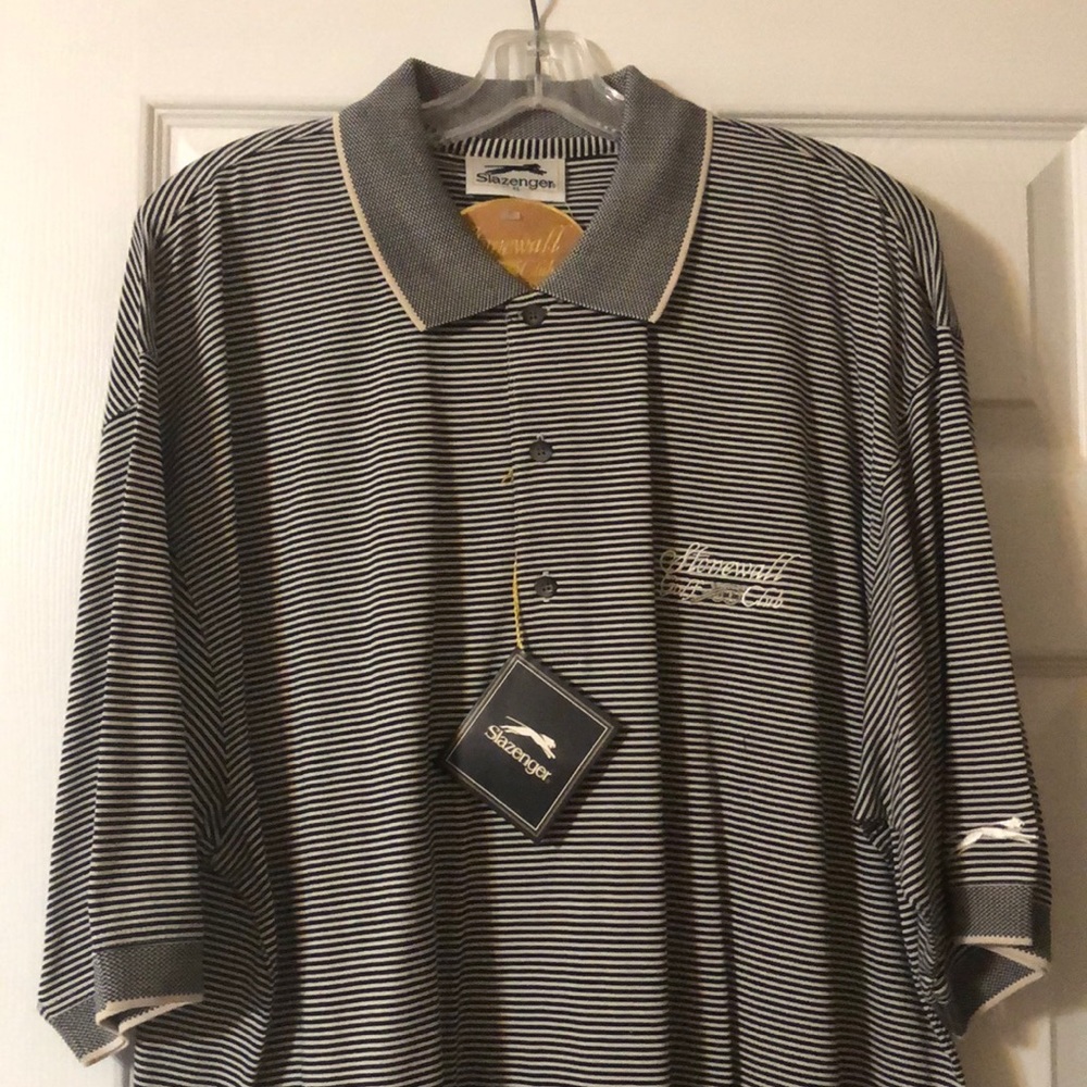 Slazenger Black and White Striped Golf Shirt.